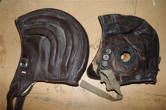 WWII flying cap & another